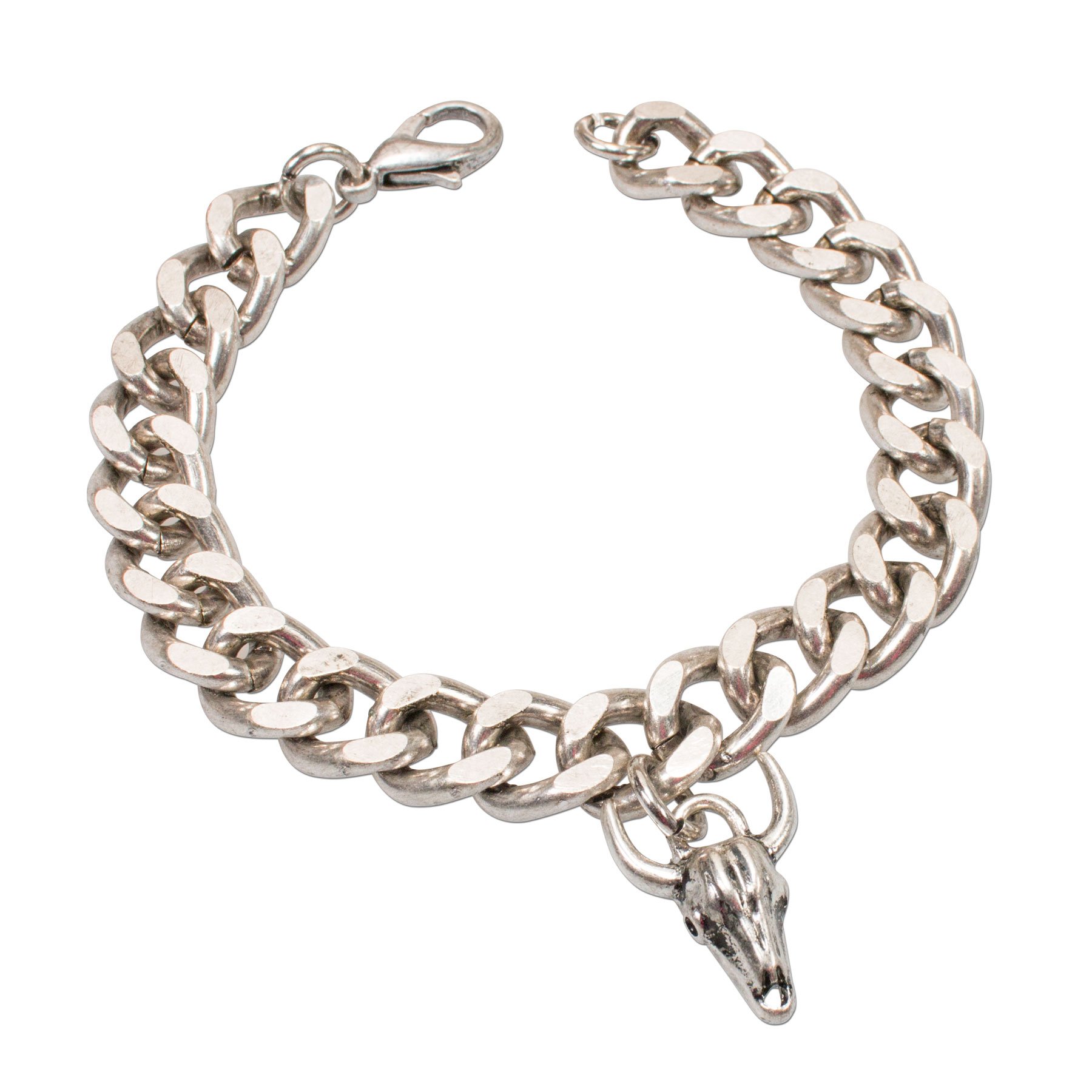 Alpenflüstern DAHEIM Metallketten-Armband Stierkopf antik-silber