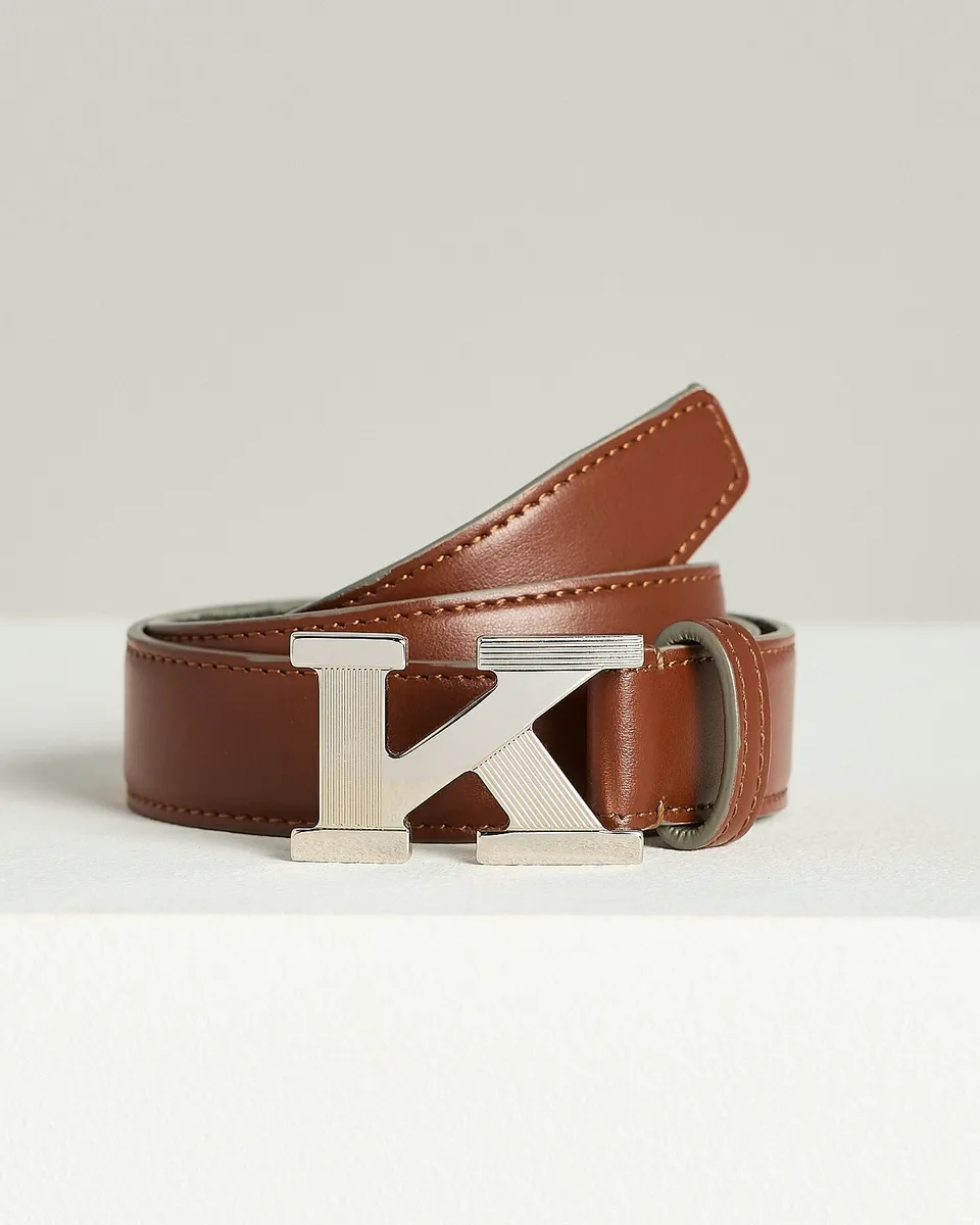Kiton Ledergürtel dunkelbraun Monogramm Schnalle 75-125