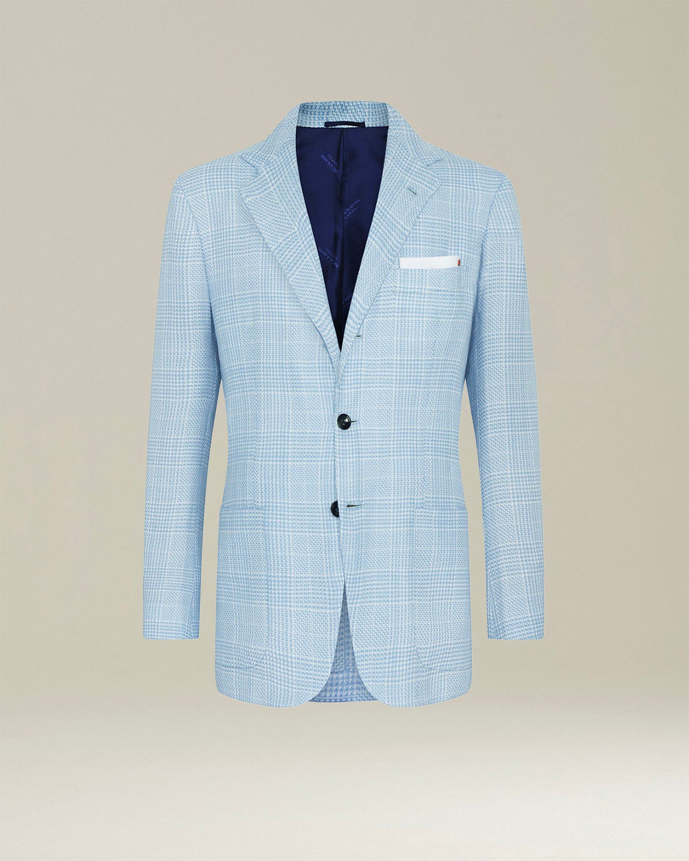 Kiton Giacca Sakko Hellblau Kaschmir Prince of Wales