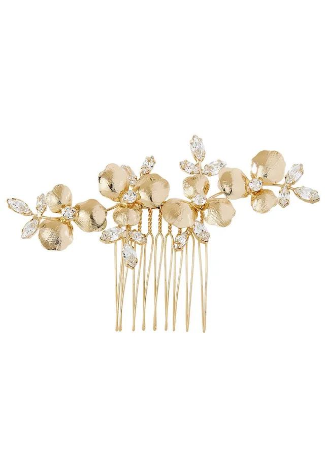 Elizabeth Bower Orchid Crystalla Braut Haarkamm Gold Kristall
