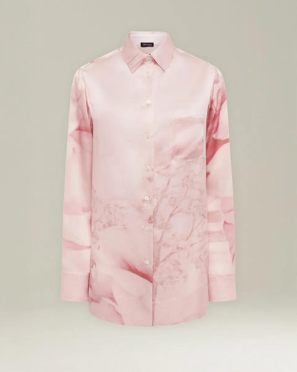 Kiton Shirts Seidenhemd mit Print Brusttasche