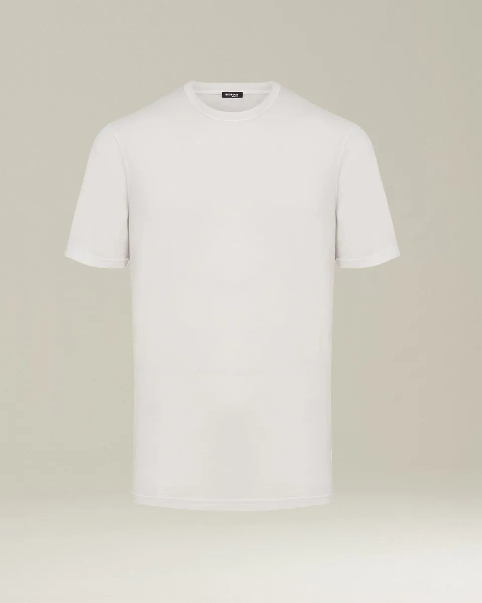 Kiton Jersey T-Shirt S/S Cotton T-Shirt beige