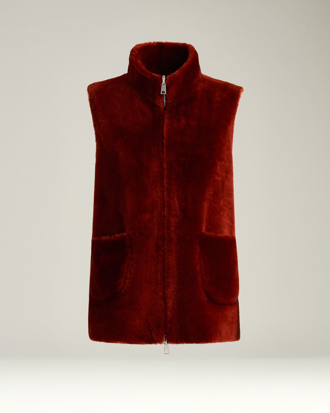 Kiton Gilet Wende-Weste Lammfell Gr. 40 burgund