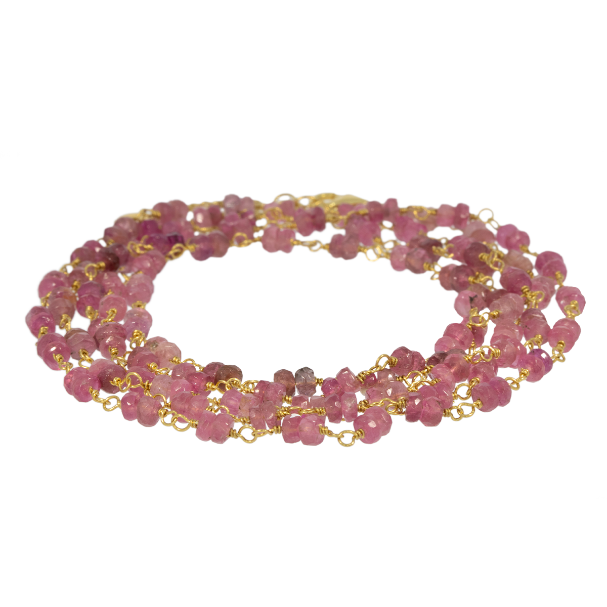 Juvelan Dark Pink Chamaleon Wickelarmband Gold Turmalin 88 cm