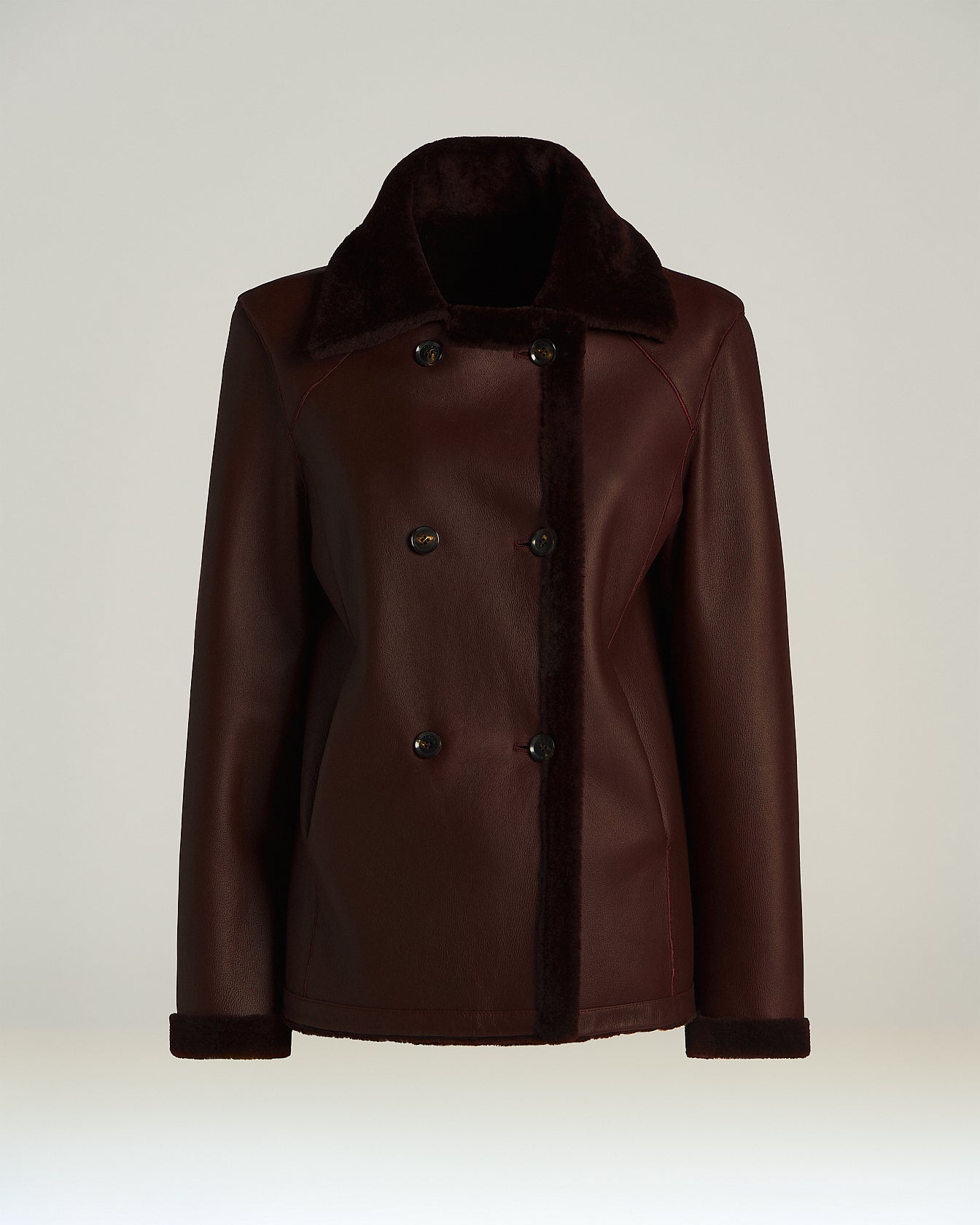 Kiton Outerwear Bordeaux Reversible Lammfellmantel Shearling