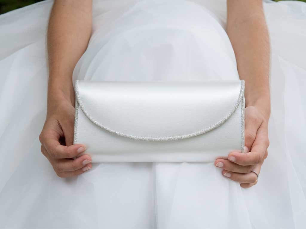 Rainbow Club Viki Clutch Handtasche Ivory Satin 23 cm