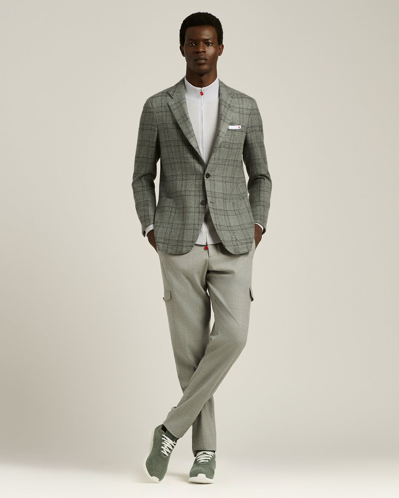 Kiton Cargo Wollhose Grau Melange Gr. 34