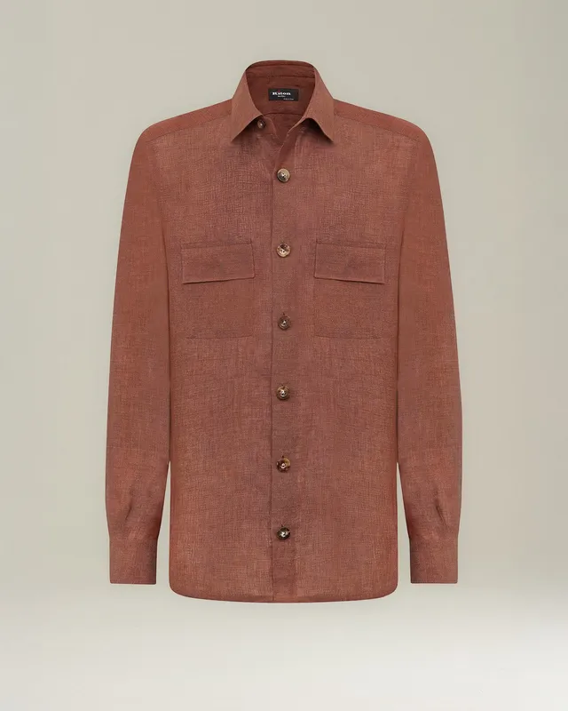 Kiton Shirts Overshirt Leinenhemd Hornknöpfe