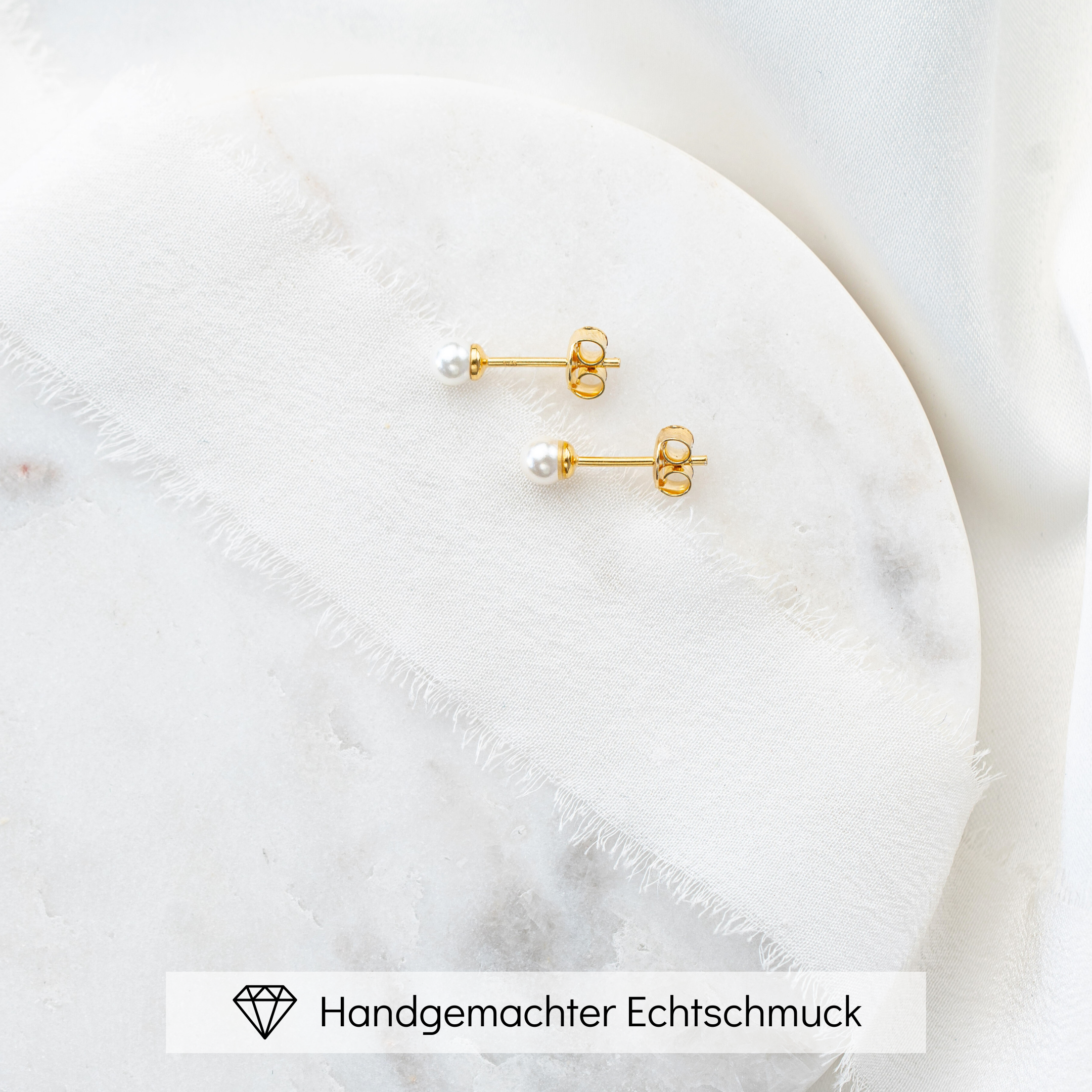 Perlenbräute Perla 4mm Perlenstecker Gold Brautschmuck mini