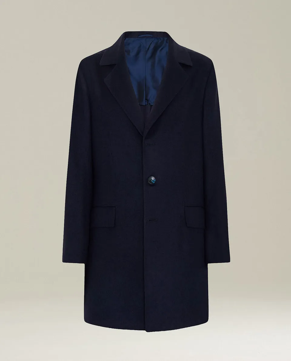 Kiton Outerwear Blue Single-Breasted Cashmere Mantel blau Kaschmir