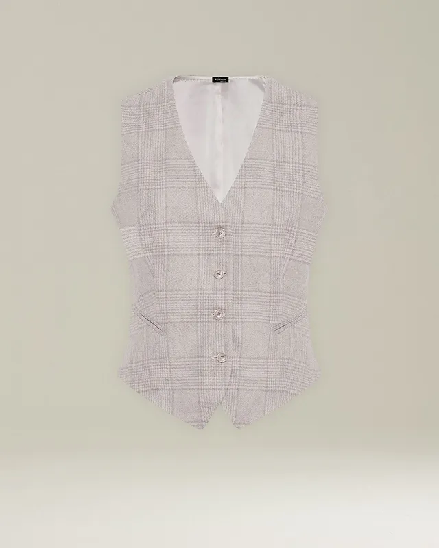 Kiton Gilet Glen Plaid Weste Kaschmir-Mix Gr. 46
