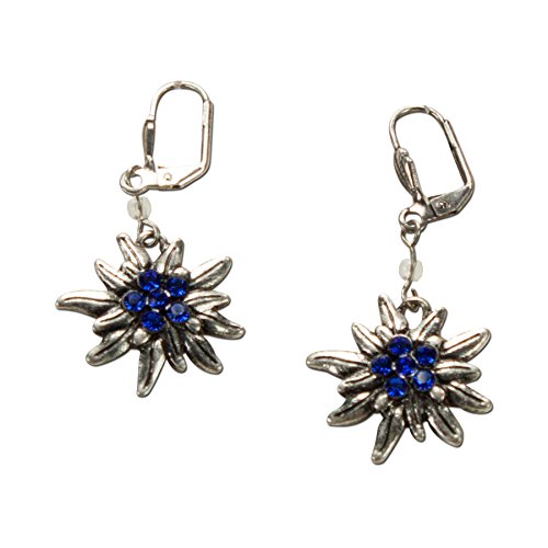Alpenflüstern DAHEIM DOR008 Ohrhänger Edelweiss blau Strass