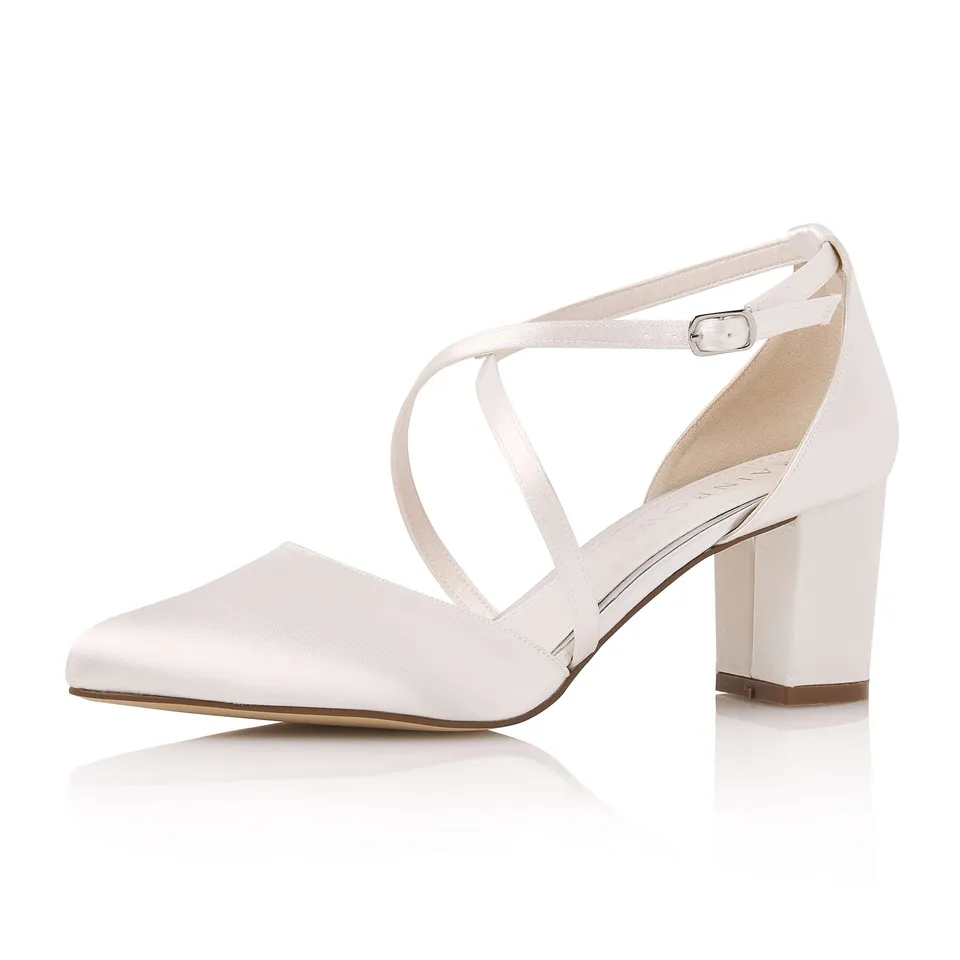 Rainbow Club Essentials Hellen Pumps Ivory Satin Blockabsatz