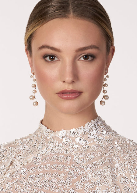 Elizabeth Bower Pearletta Braut Hängeohrringe Gold Perlen