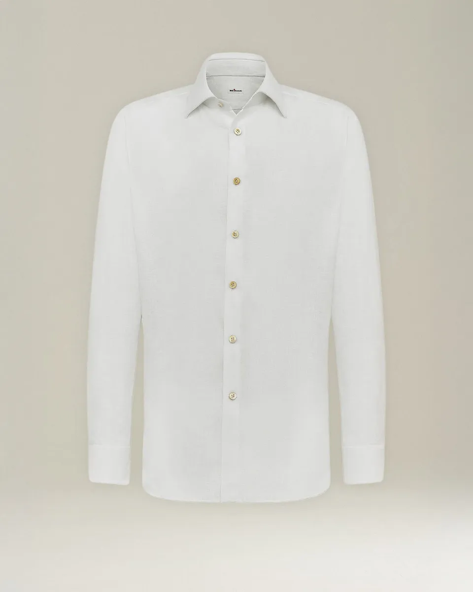 Kiton Shirts Essential Leinen Hemd Perlmuttknöpfe
