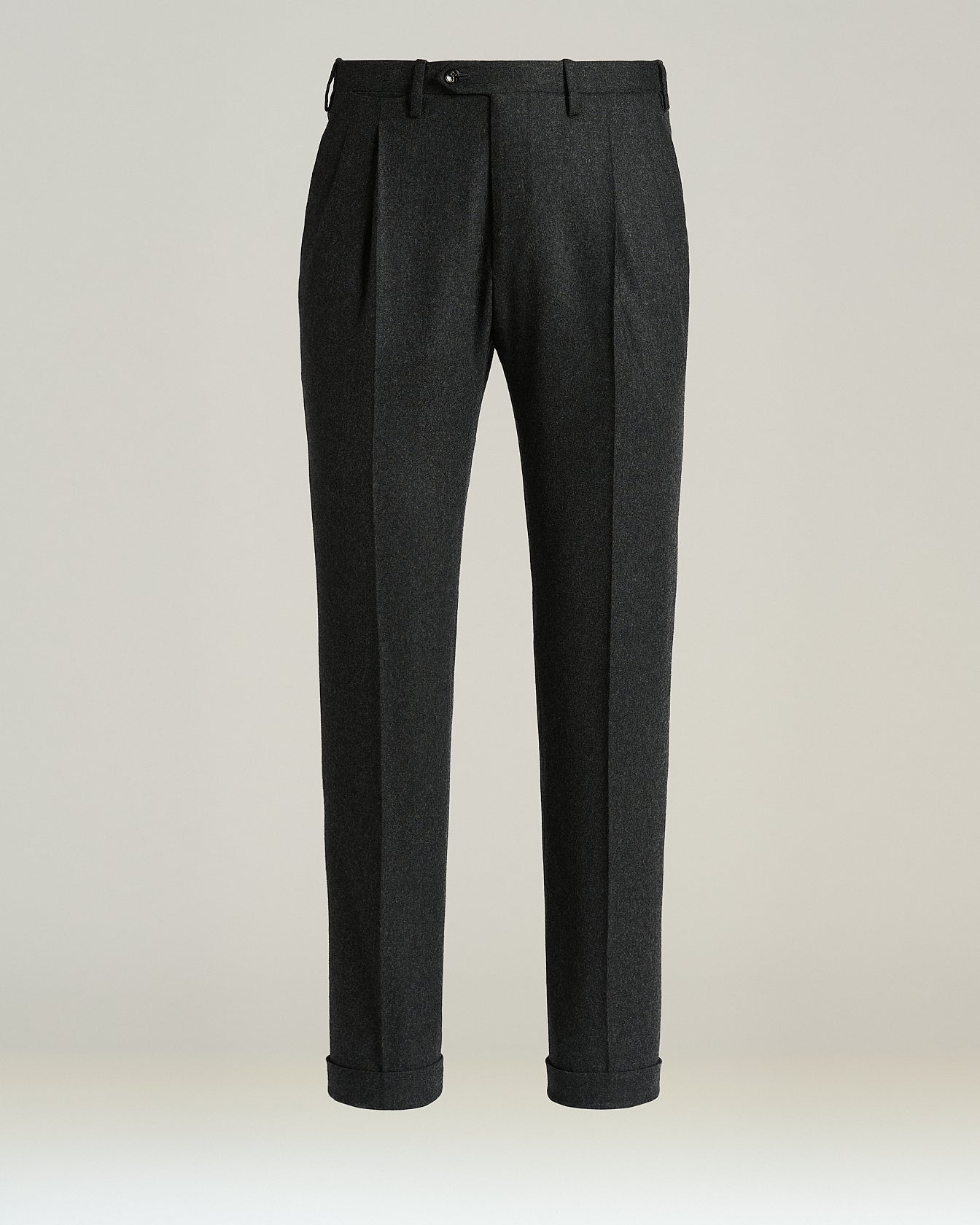 Kiton Bundfalten Hose Dunkelgrau Wolle Anzughose