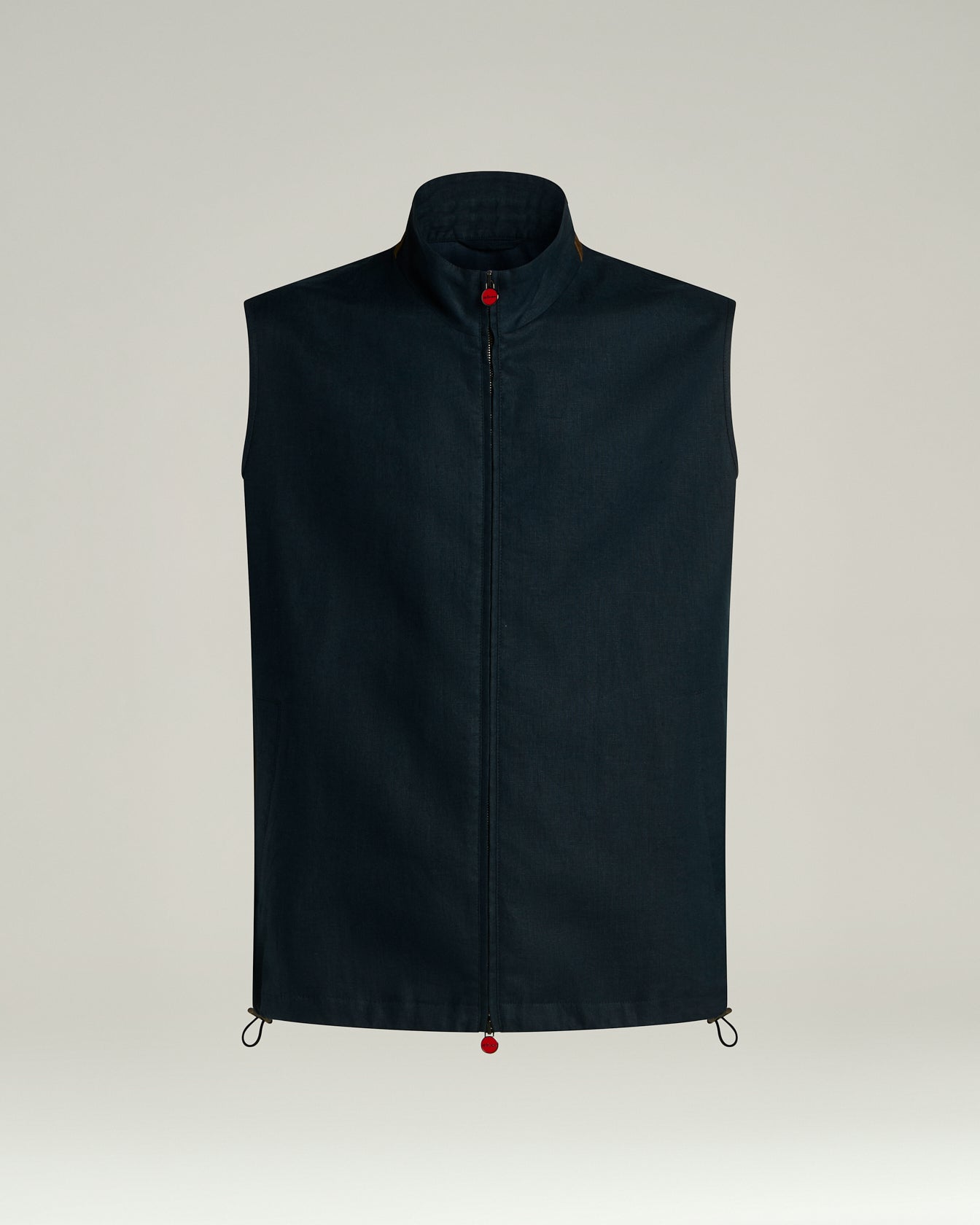 Kiton Gilet Weste navy Leinen Lammfellkragen