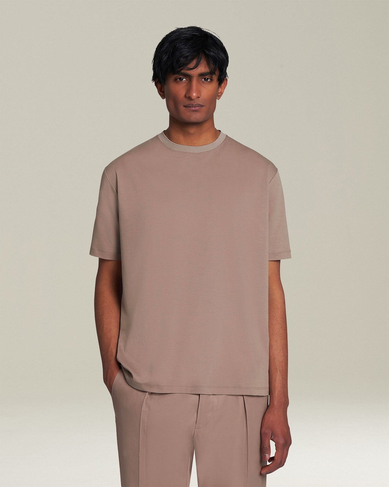 Kiton Milano T-Shirt Baumwolle tortora Herren Rundhals