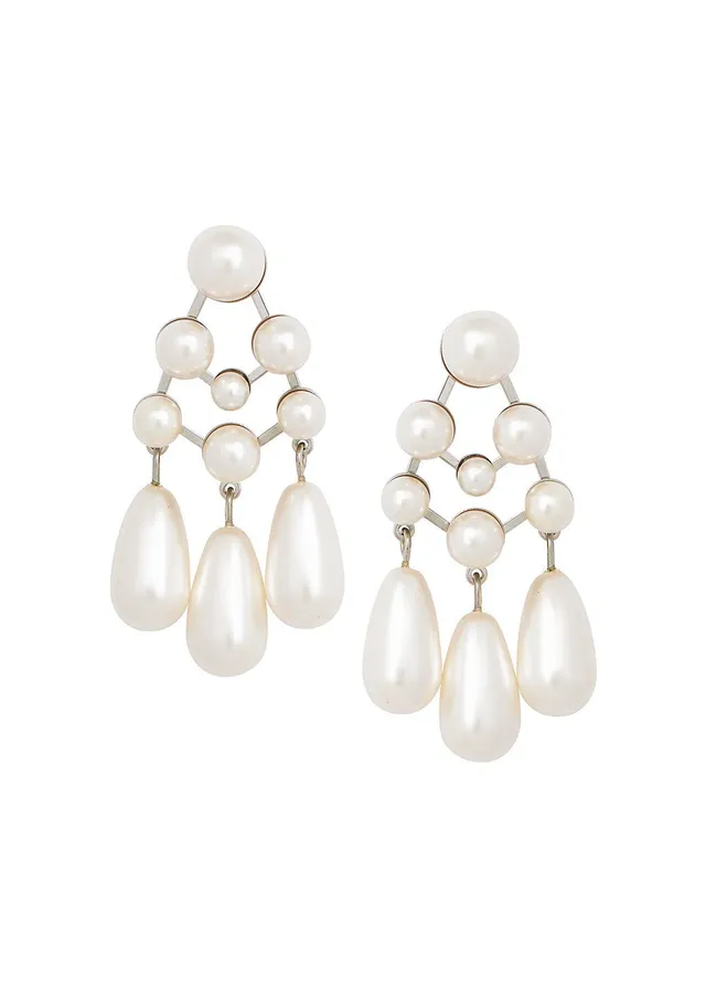 Elizabeth Bower Pearlette Bauble Perlen Ohrhänger Rhodium