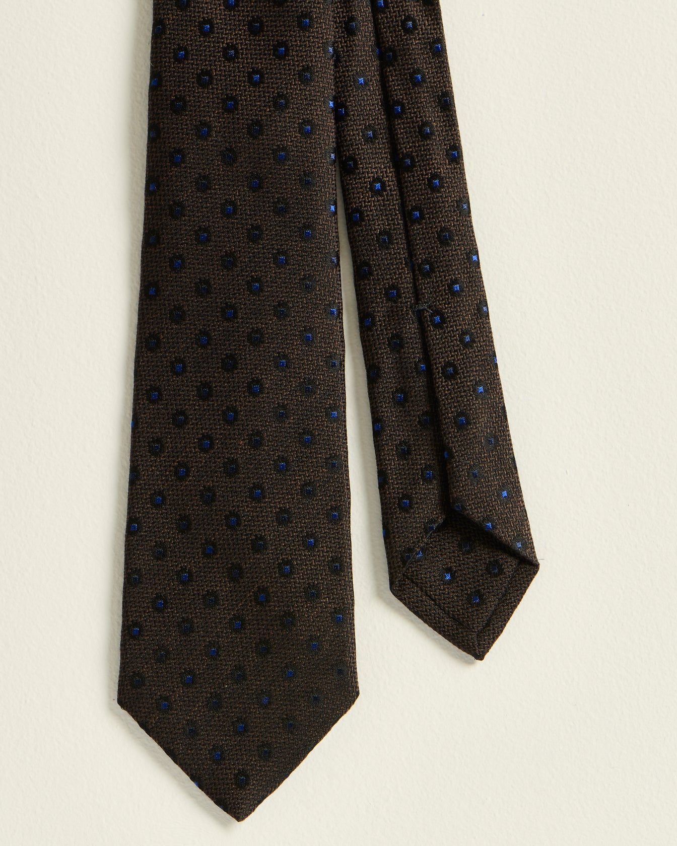 Kiton Krawatte Seide Tupfen blau auf braun 148cm