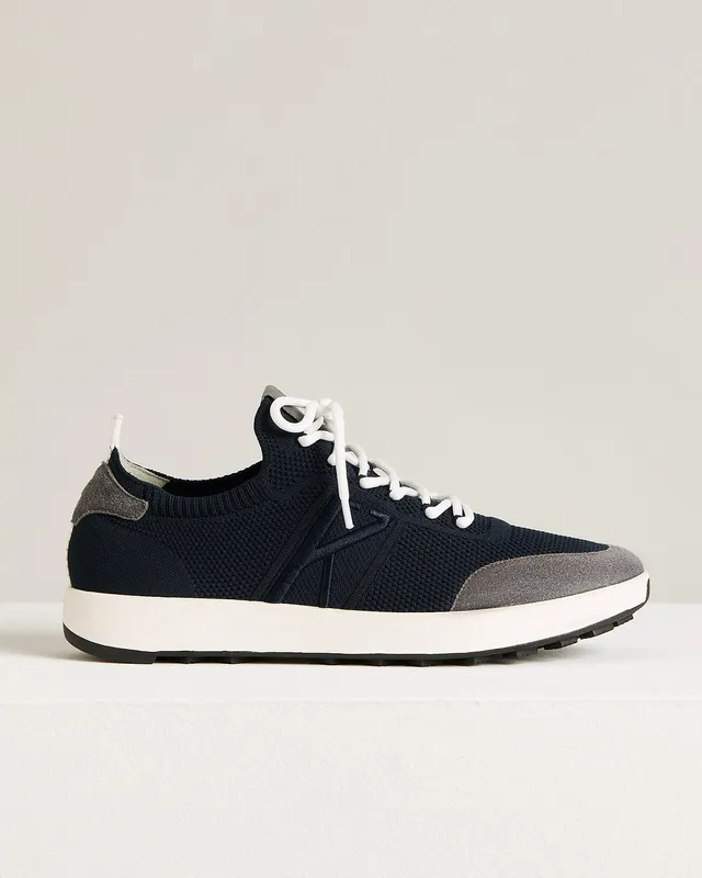 Kiton Blue Cotton Sneakers Baumwolle Blau Kalbsleder Herren