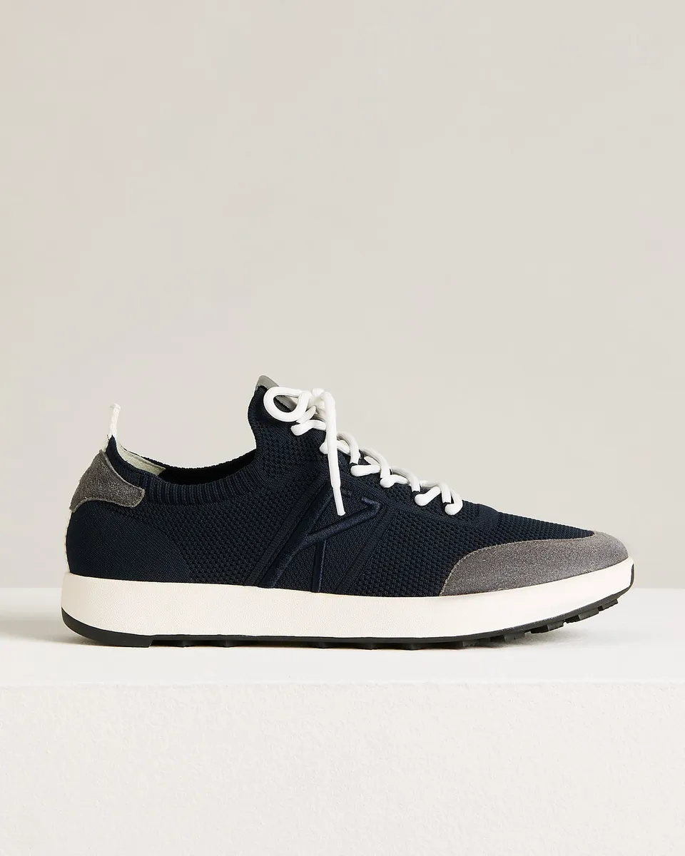 Kiton Blue Cotton Sneakers Baumwolle Blau Kalbsleder Herren