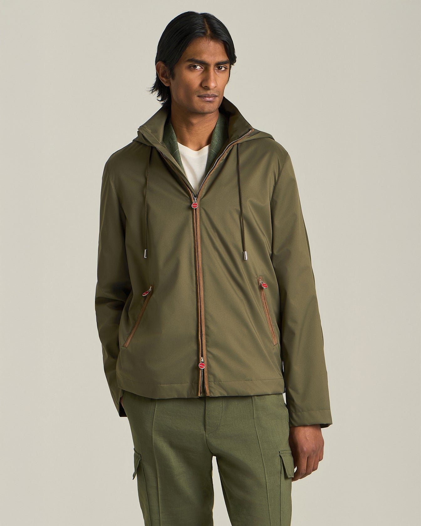 Kiton Windbreaker Blouson Gr.50 Nylon Kapuze Herren