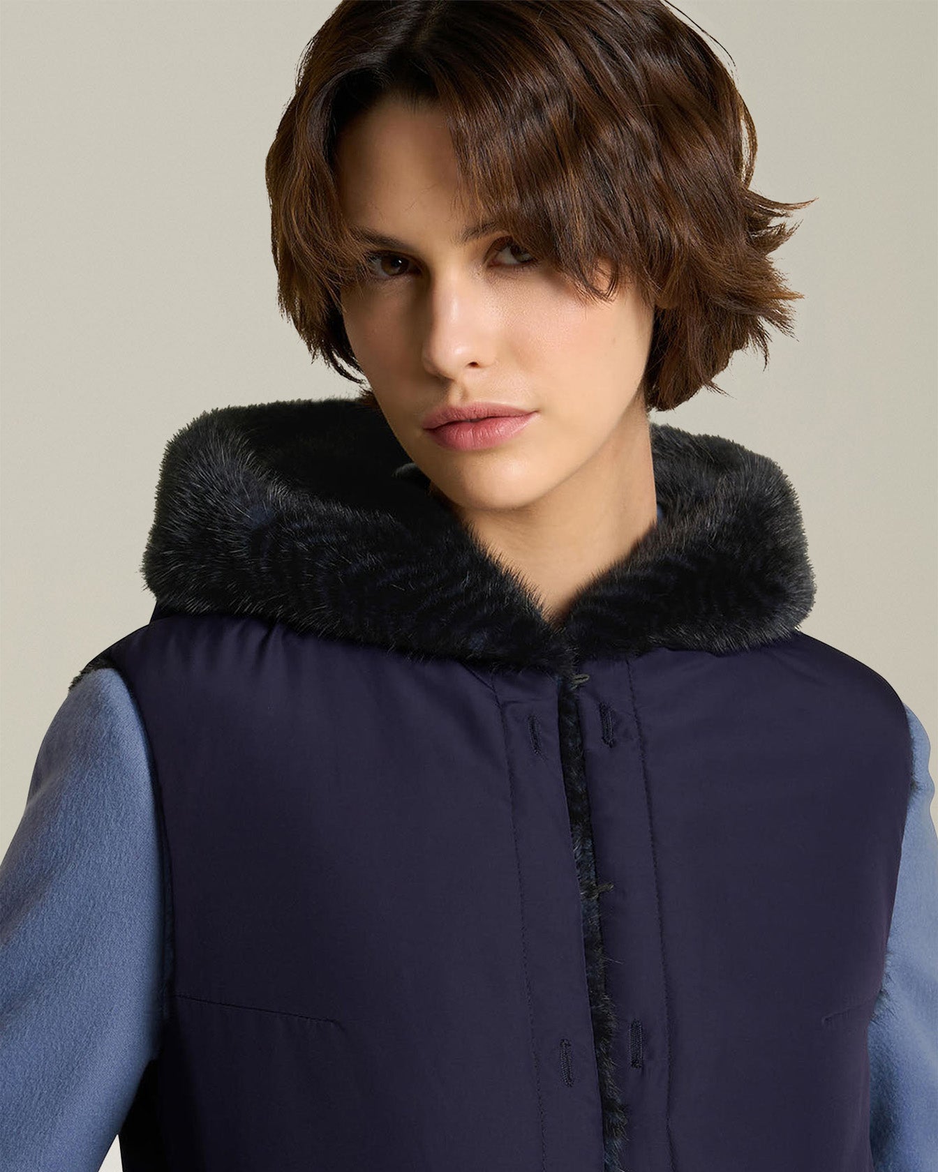 Kiton Gilet Nerz Pelz Weste Reversibel Nylon