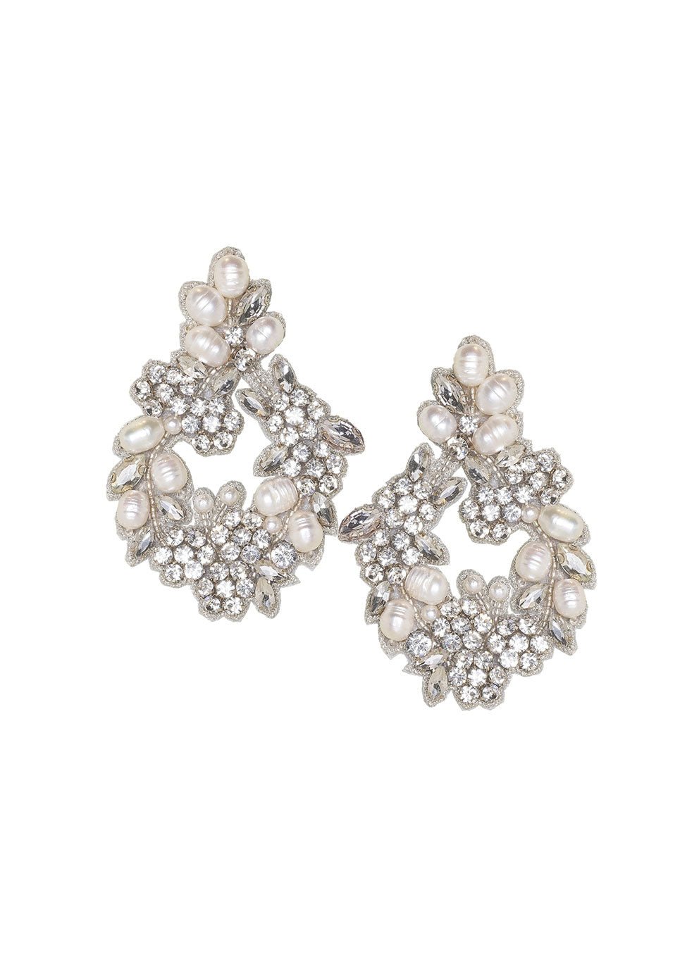 Elizabeth Bower Chelsea Hoop Ohrringe Braut Rhodium Perlen