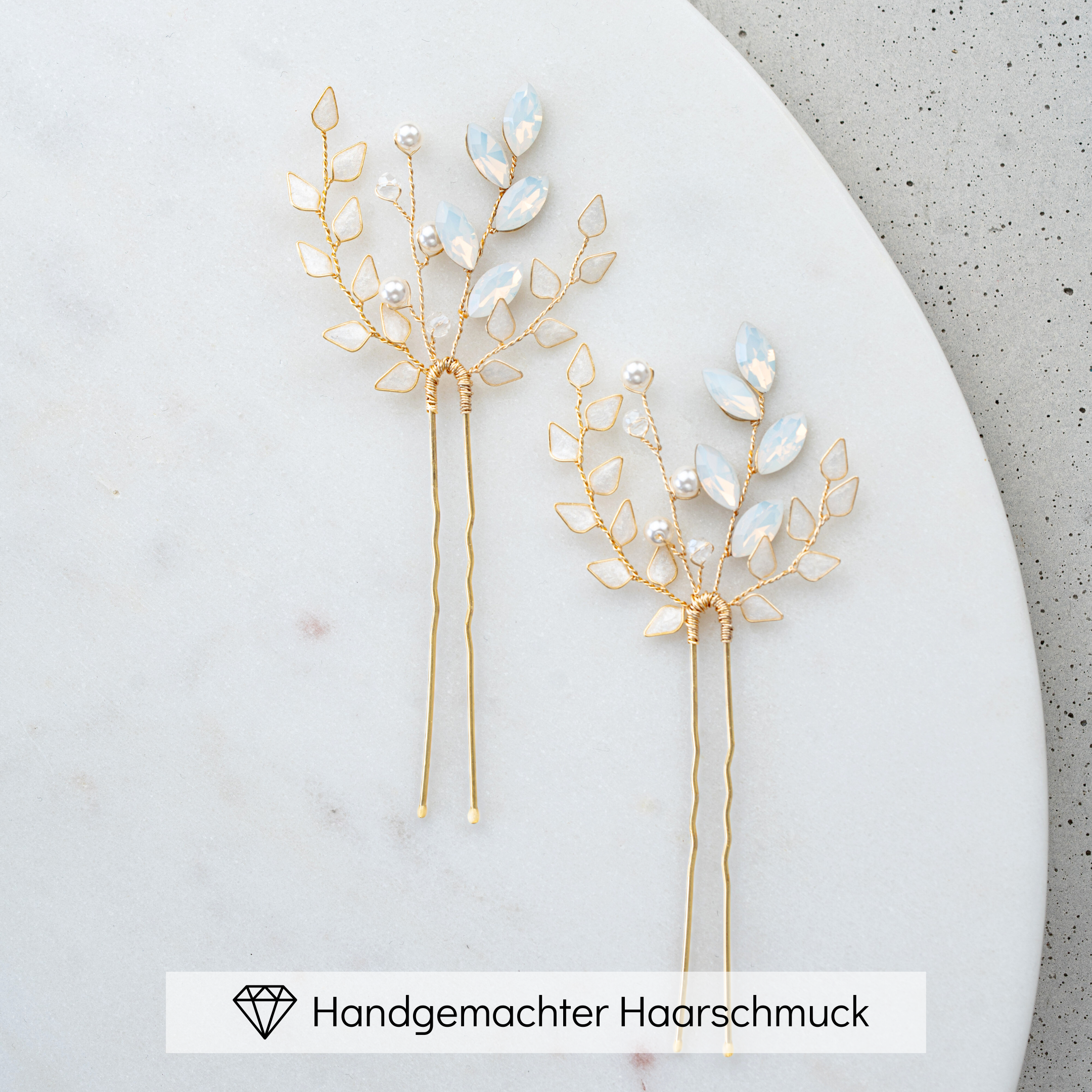 Perlenbräute Haarschmuck Gretchen Haarnadeln Gold 2er Set Kristall