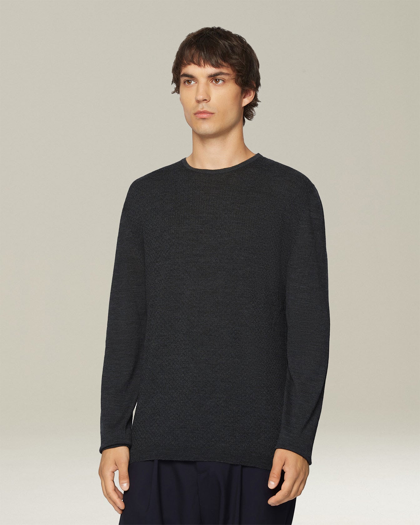 Kiton KNT Rundhals Pullover Wolle Seide Herren Strickpullover