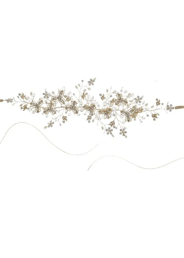 Elizabeth Bower Wisteria Gold Band Haarband Perle Kristall