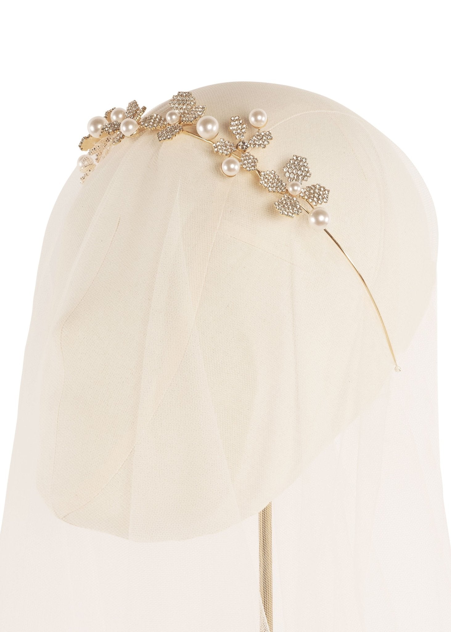 Elizabeth Bower June Pearl Crystal Haarband Rhodium 203 mm