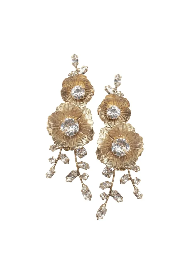 Elizabeth Bower Clematis Crystalla Ohrringe Antik Gold