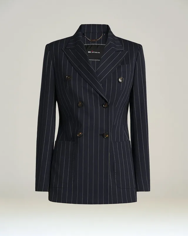 Kiton Jackets Blazer Zweireiher Nadelstreifen Stretch-Wolle