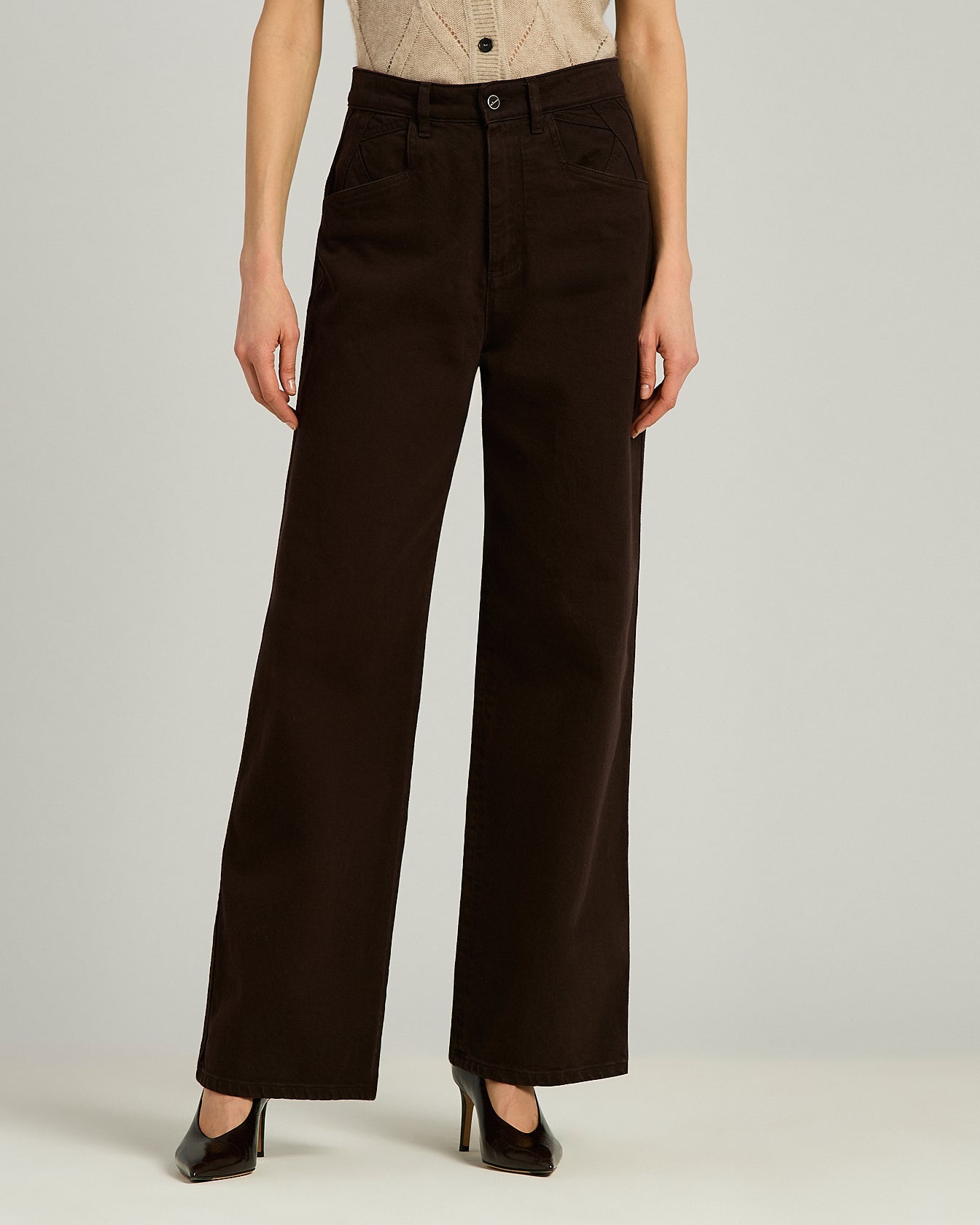 Kiton Trousers Braune Stretch Denim Jeans High-Waist
