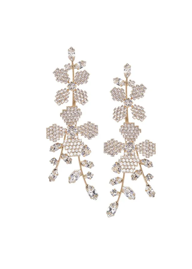 Elizabeth Bower June Crystalla Ohrringe Gold Kristall 92mm