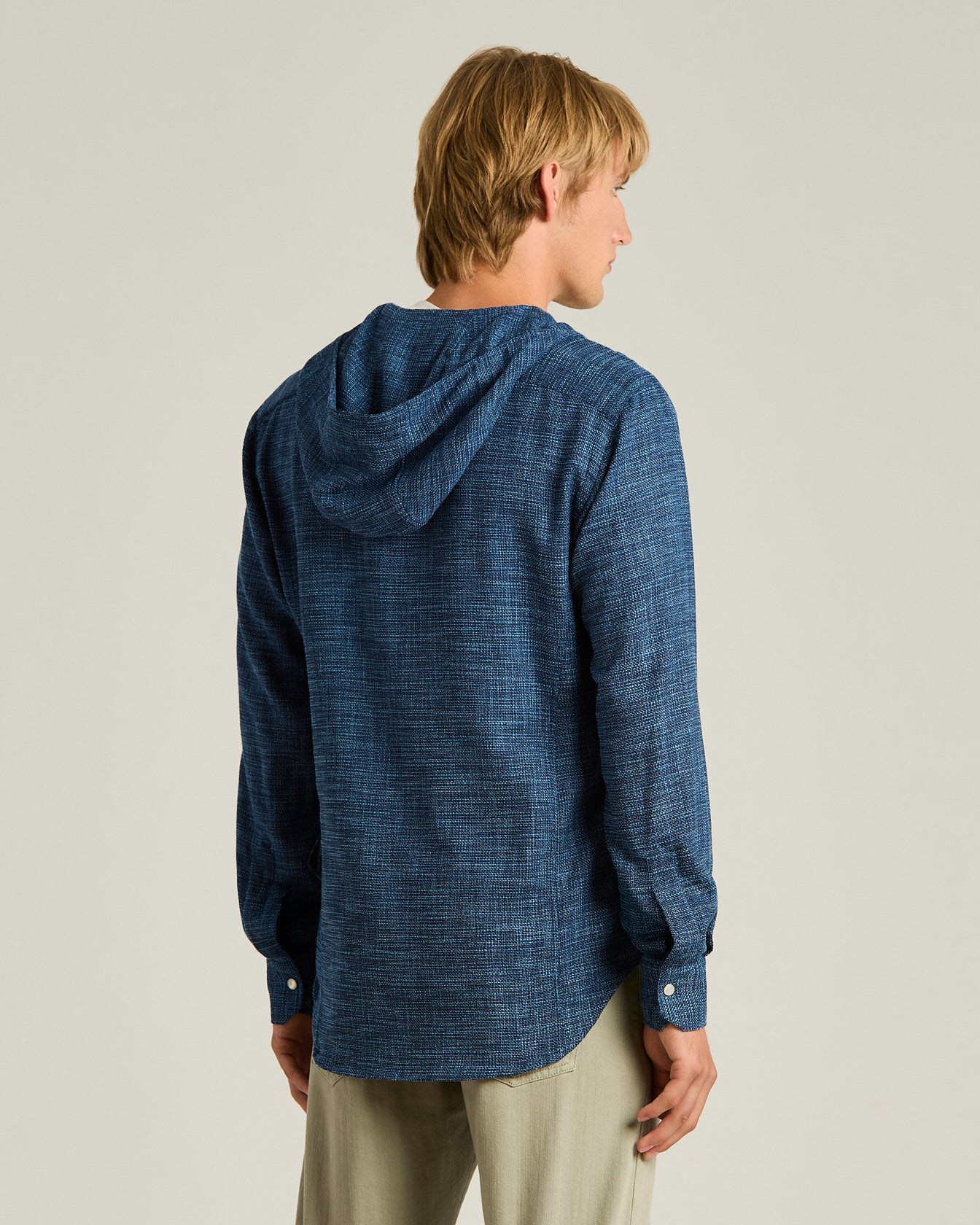 Kiton Shirts Overshirt Blau Kapuze Naturfaser