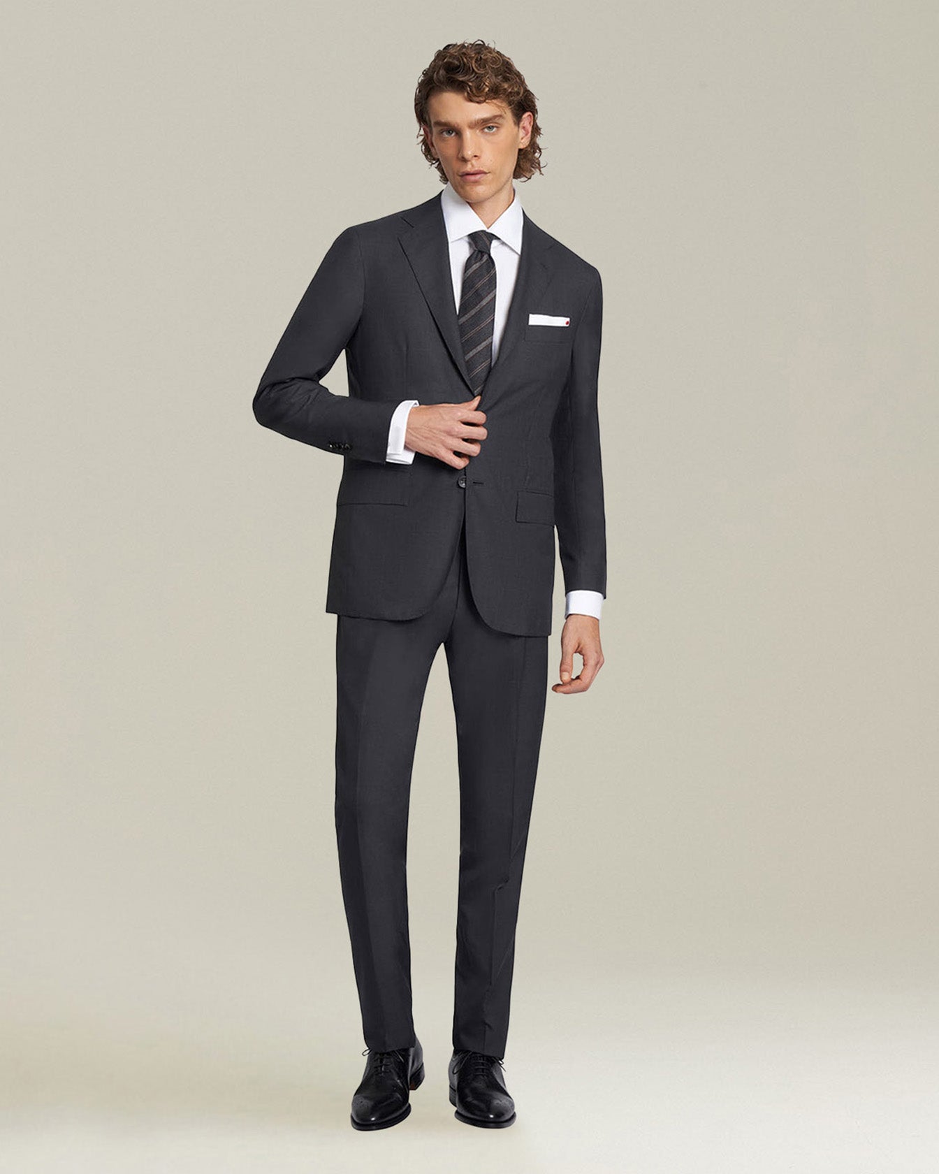 Kiton Suits Anzug grau Wolle 14 Micron einreihig