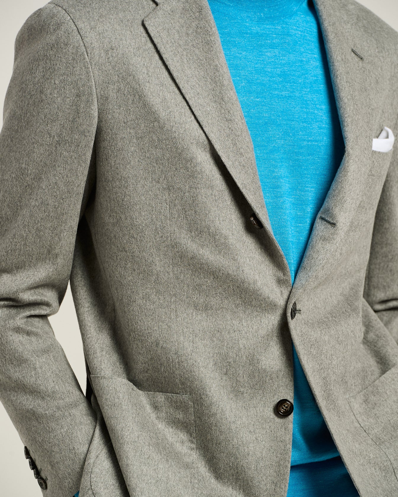 Kiton Blazer Kaschmir Vikunja hellgrau Gr.50 Sakko
