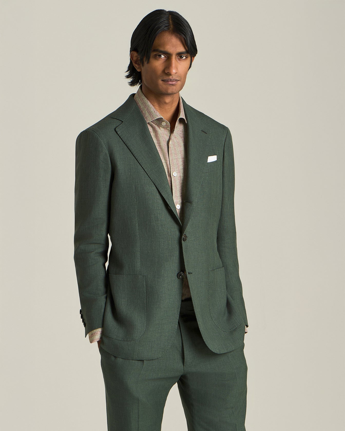 Kiton Abito Monochrome Anzug Kaschmir Leinen Seide