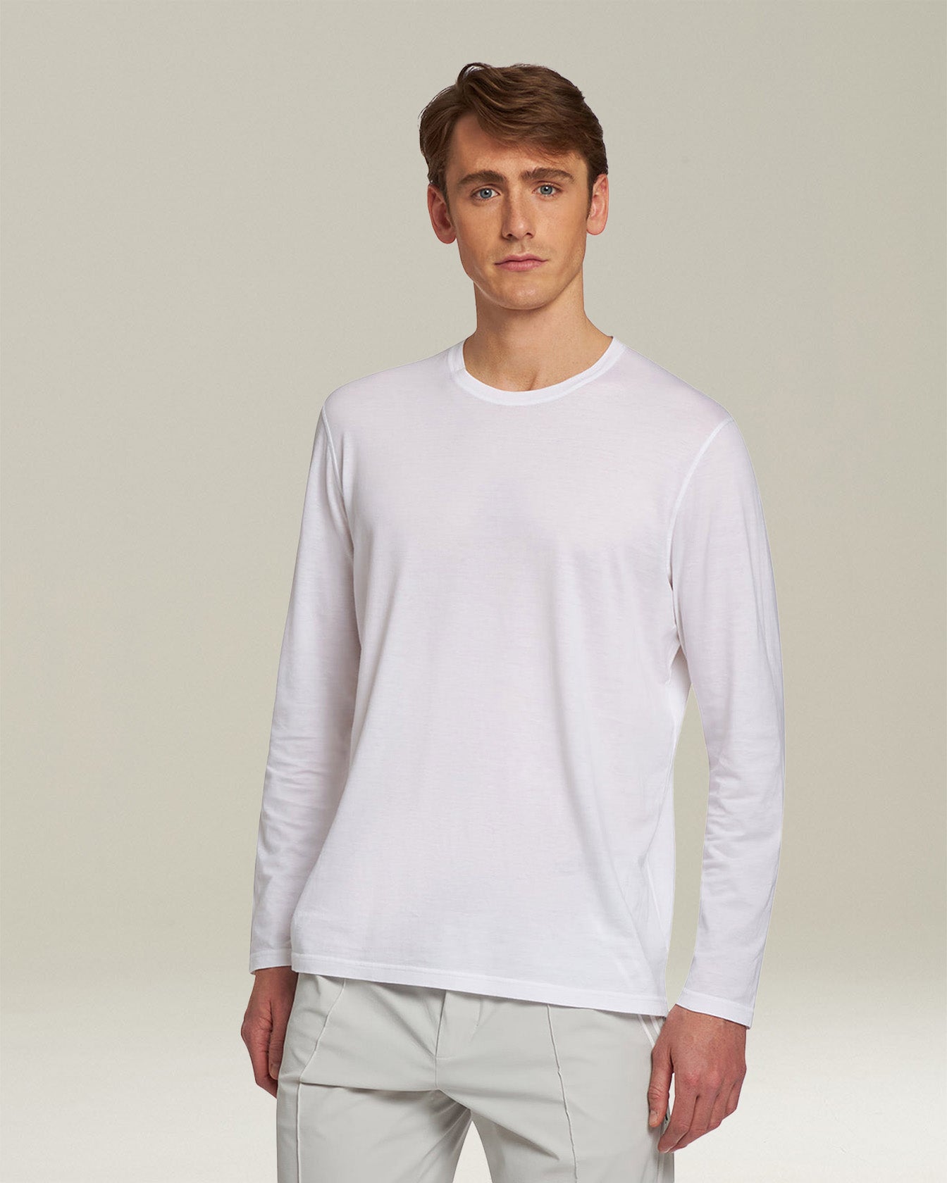 Kiton Polo T-Shirt Langarm Baumwolle Kaschmir Weiß M