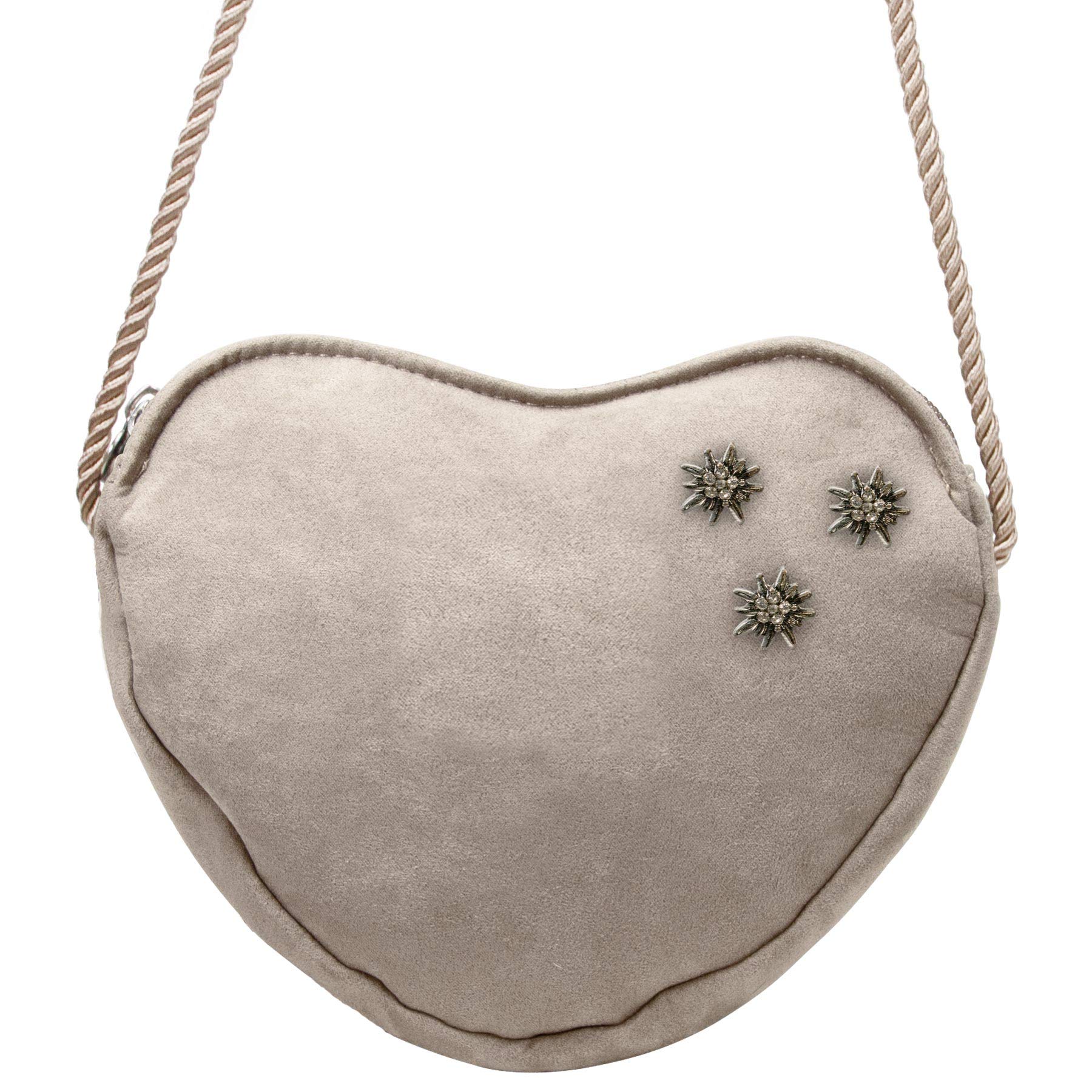 Alpenflüstern DAHEIM DTA080 Herztasche taupe-grau 3 Edelweiß