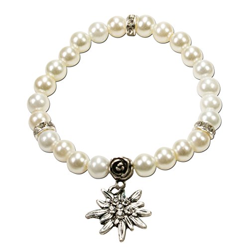 Alpenflüstern DAHEIM Fiona Armband Wachsperlen Rosé-Rosa Edelweiß