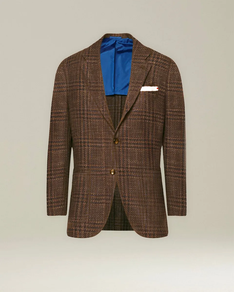 Kiton Jackets Checked Kaschmir Sakko Wolle Seide Karo