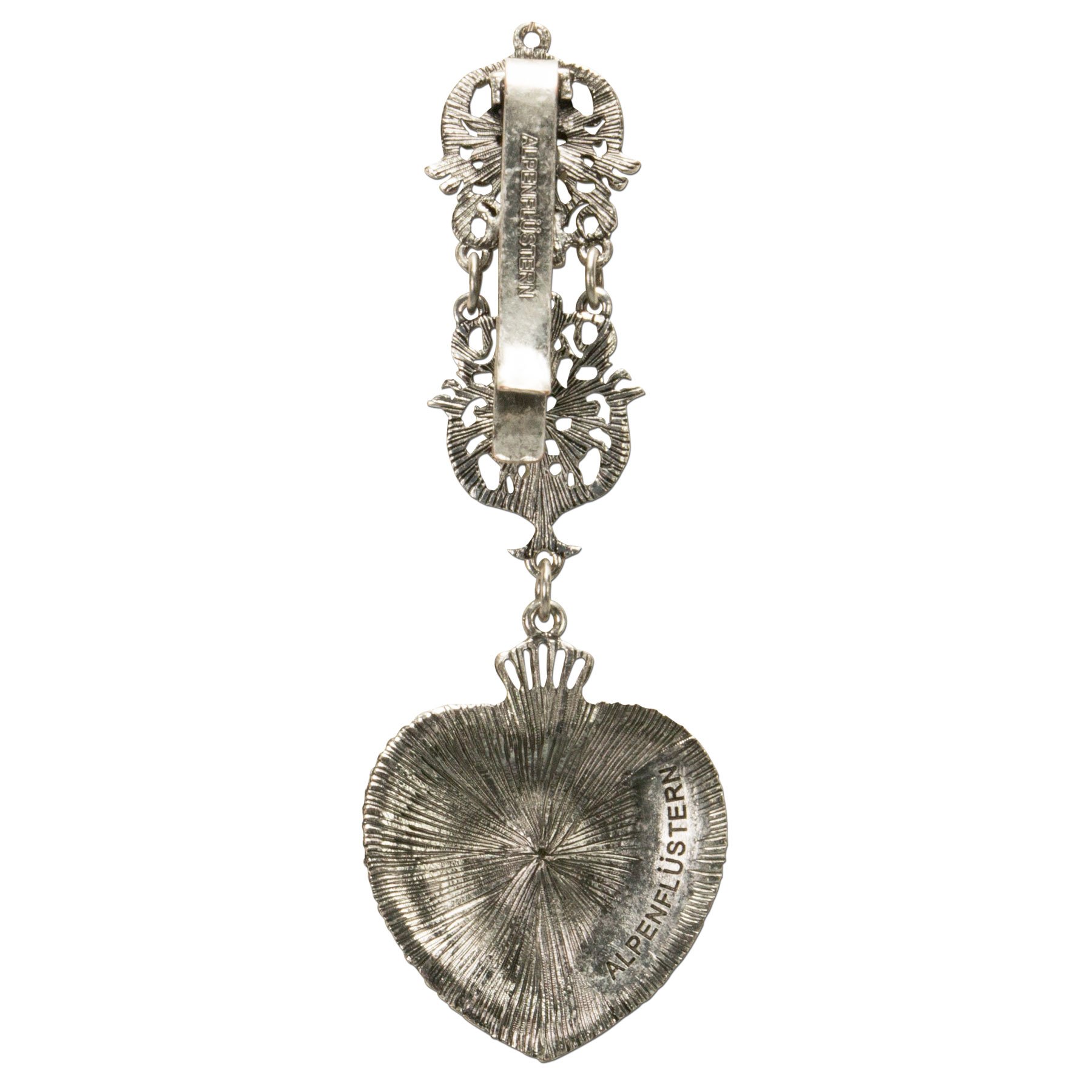 Alpenflüstern DAHEIM Schürzenstecker Herz altsilber 10cm