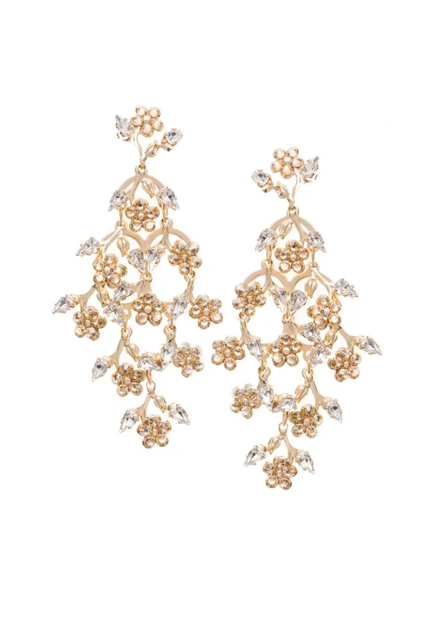 Elizabeth Bower Sakura Dew Ohrringe Tropfen Gold Kristall