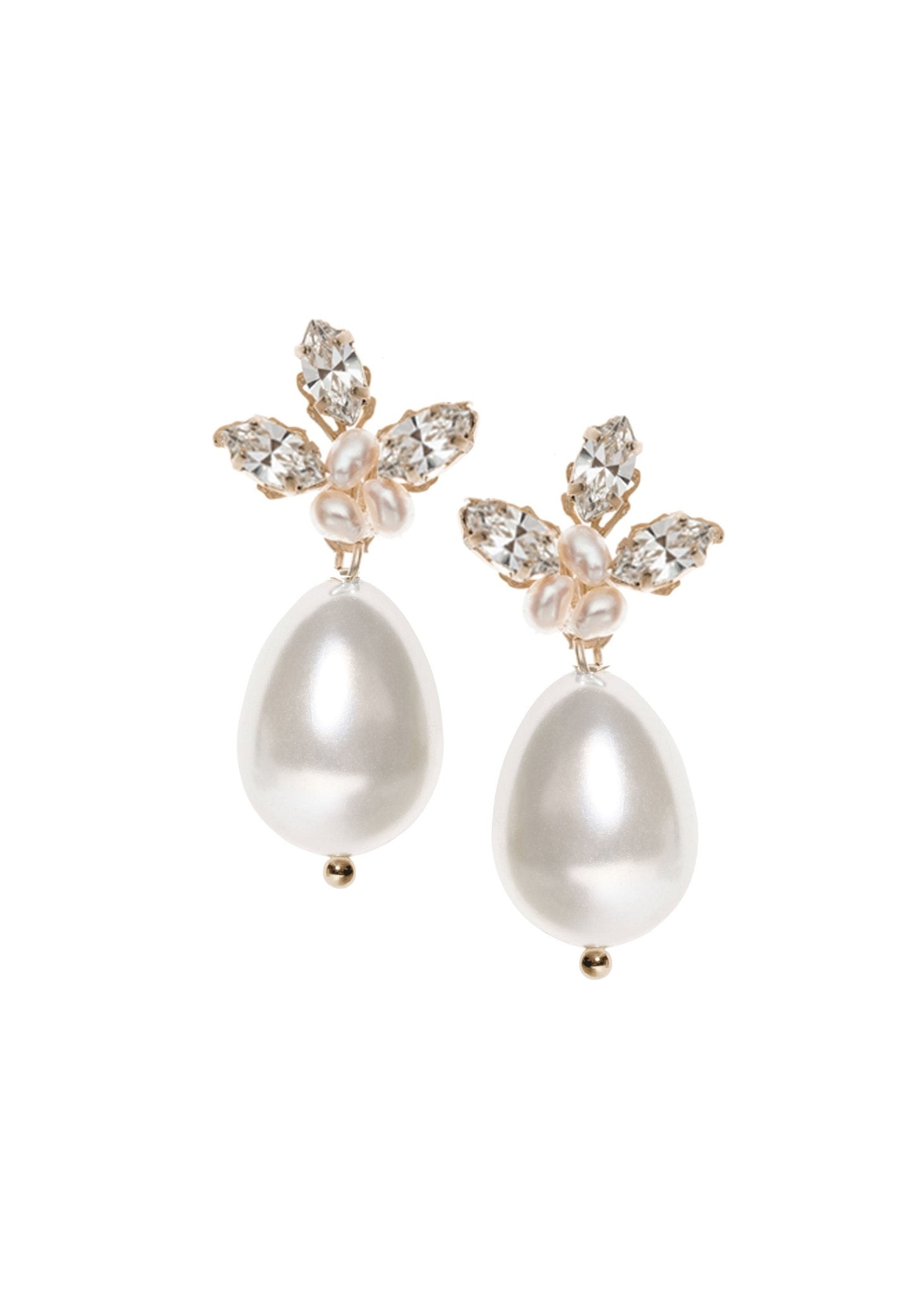 Elizabeth Bower Bridal Drop Lily Bauble Ohrringe Clip Rhodium Perle