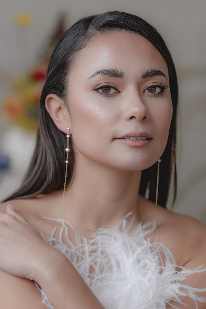 Juvelan Ohrringe Portrait Perlenohrringe Silber 10 cm Zirkonia