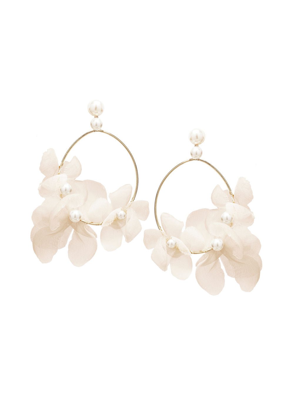Elizabeth Bower Fabrique Ohrringe Rhodium Ivory Seidenblumen